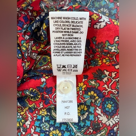 Lucky brand women's shirt top red pattern knit size S short sleeve tie bottom - Picture 8 of 9